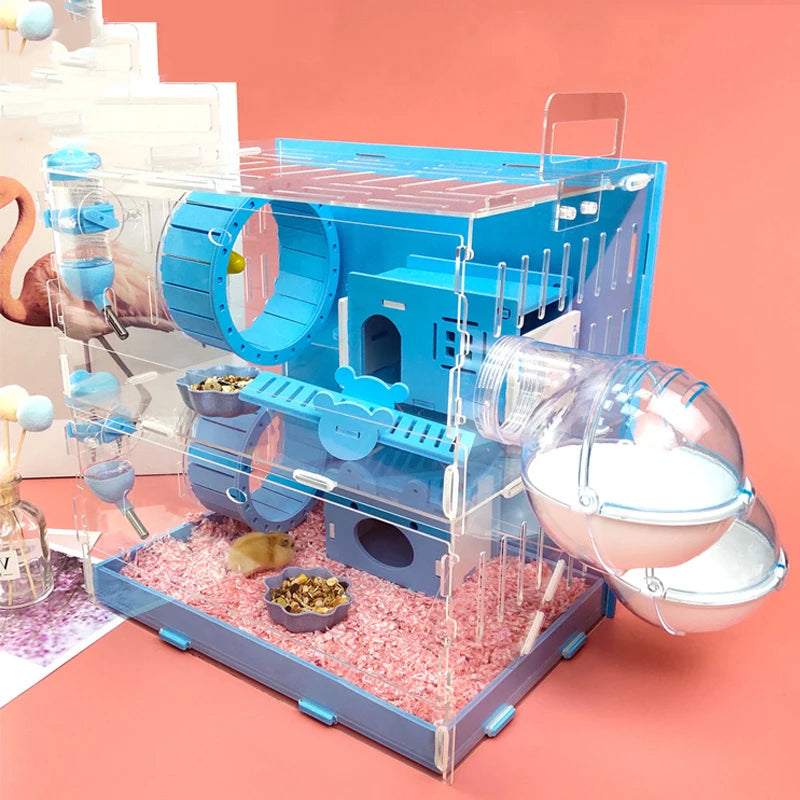 DOUBLE Transparent Acrylic Small Pet Habitat