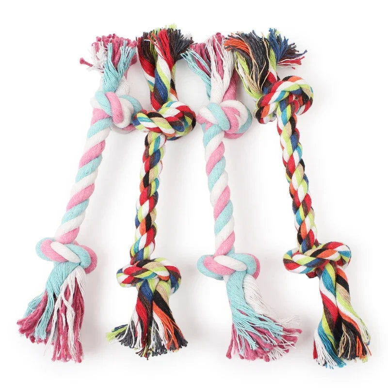 Fun Colorful Interactive Doggy Knotted Hemp Rope Chew Toy