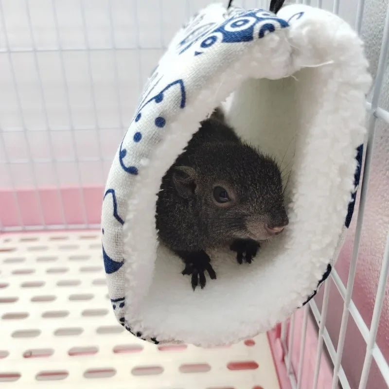 Warm Hamster Tunnel Small Pet Cage Accessories Holland Pig Guinea Pig Super Soft Plush Passage Tube Bird Nest Squirrel Hammock