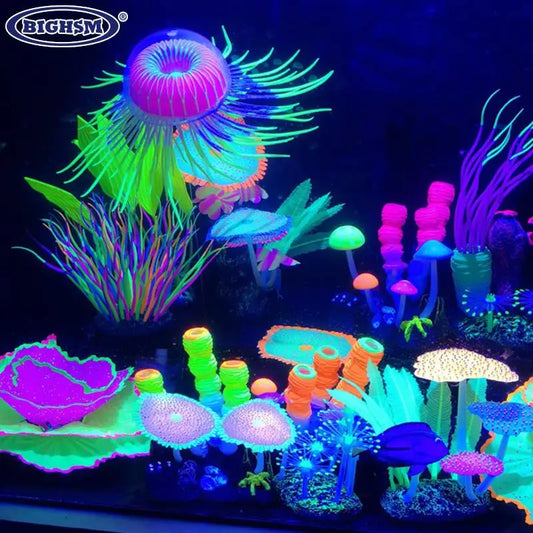 Variety of Colorful Fluorescent Aquarium Landscaping Artificial Coral Decoration