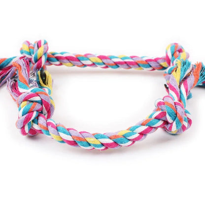 Fun Colorful Interactive Doggy Knotted Hemp Rope Chew Toy