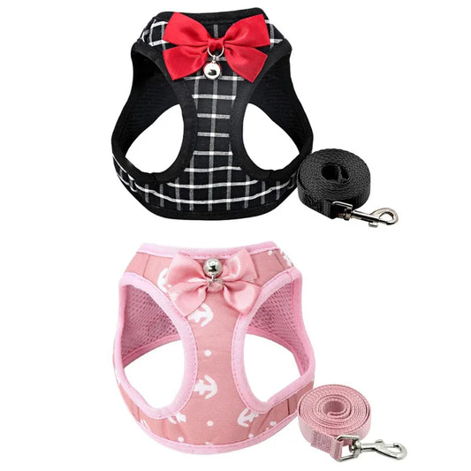 Fancy Bow Small Dog/Cat Harness with Leash