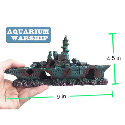Resin Battleship Wreck Aquarium/Terrarium Hideout Decoration