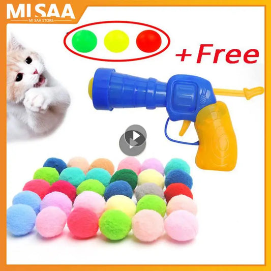 Interactive Plush Ball Fetch Shooter Cat Toy