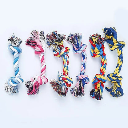 Fun Colorful Interactive Doggy Knotted Hemp Rope Chew Toy