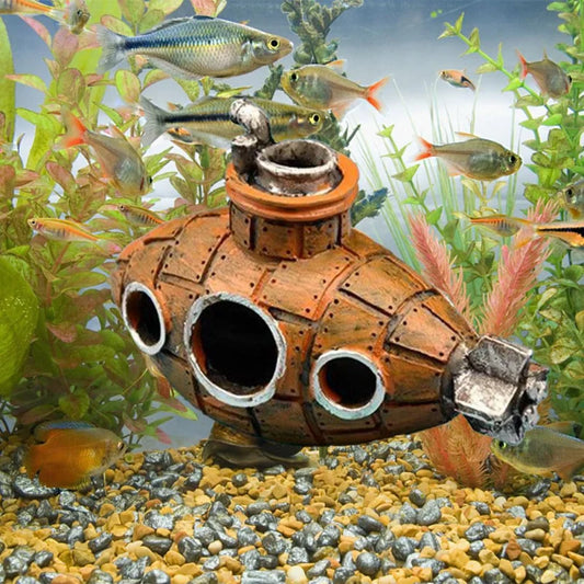 Resin Landscape Broken Barrel, Submarine Wreck Aquarium/Terrarium Hideout