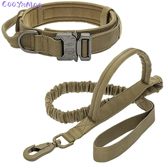 Durable Adjustable Tactical Dog Collar with Leash Set