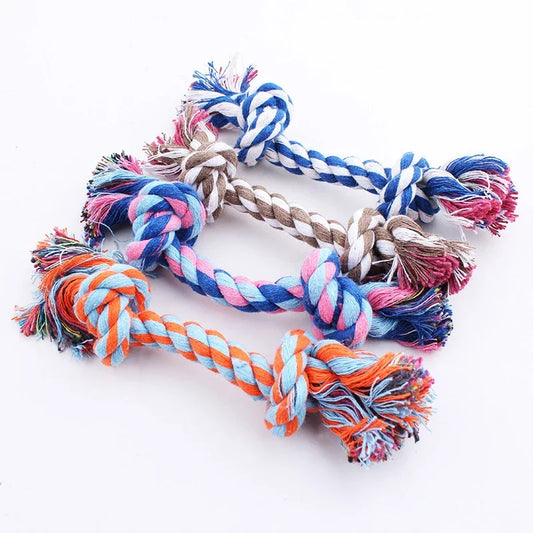 Fun Colorful Interactive Doggy Knotted Hemp Rope Chew Toy